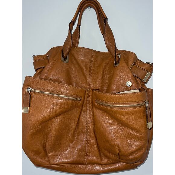 Michael Kors Tan Leather Crossbody & Blue Wristlet Wallet – Excellent Set - Picture 3 of 13